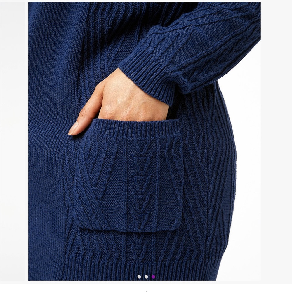 American navy cable-knit packet open cardigan